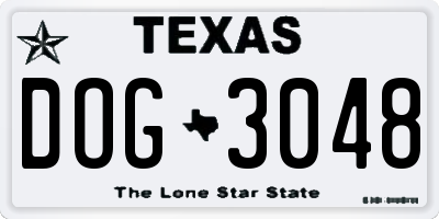 TX license plate DOG3048