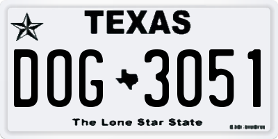 TX license plate DOG3051