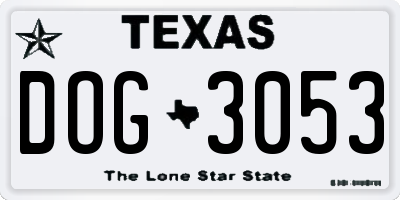 TX license plate DOG3053