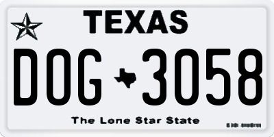 TX license plate DOG3058