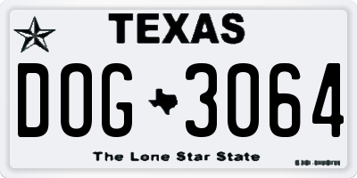 TX license plate DOG3064