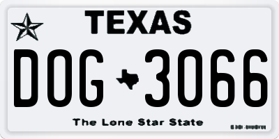 TX license plate DOG3066