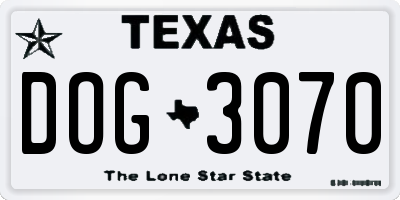 TX license plate DOG3070