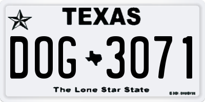 TX license plate DOG3071