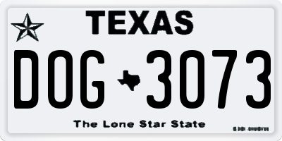 TX license plate DOG3073