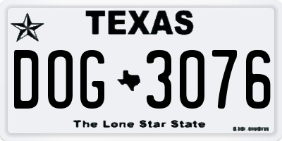 TX license plate DOG3076