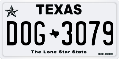 TX license plate DOG3079