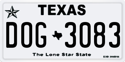 TX license plate DOG3083