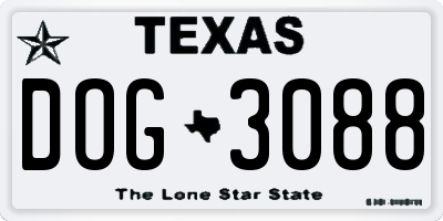 TX license plate DOG3088