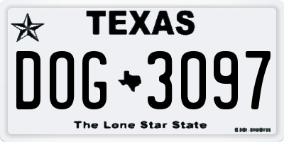TX license plate DOG3097