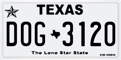 TX license plate DOG3120