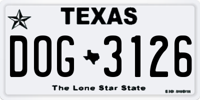 TX license plate DOG3126