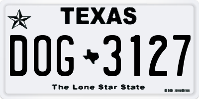TX license plate DOG3127
