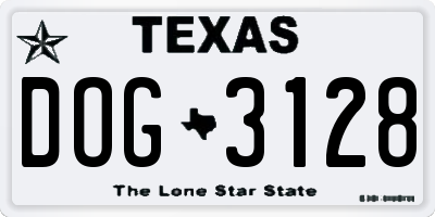 TX license plate DOG3128
