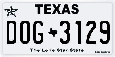 TX license plate DOG3129