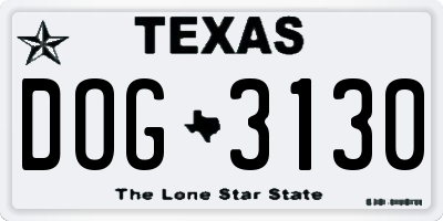 TX license plate DOG3130