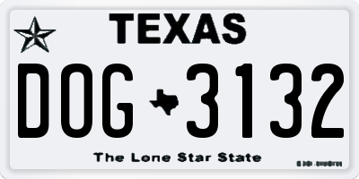 TX license plate DOG3132