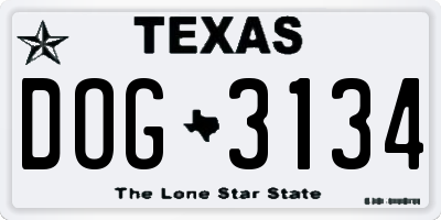 TX license plate DOG3134