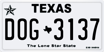 TX license plate DOG3137