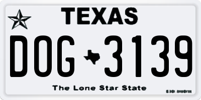 TX license plate DOG3139