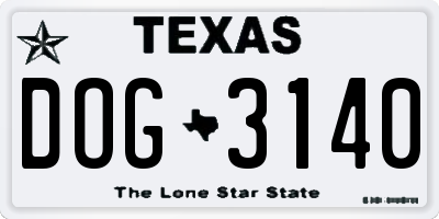 TX license plate DOG3140