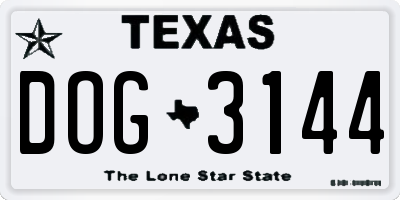 TX license plate DOG3144