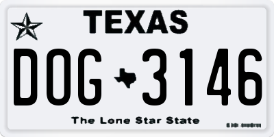 TX license plate DOG3146