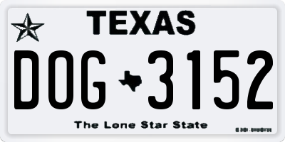 TX license plate DOG3152