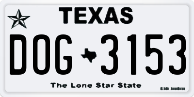 TX license plate DOG3153