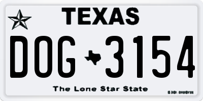 TX license plate DOG3154