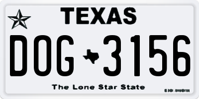 TX license plate DOG3156
