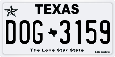 TX license plate DOG3159