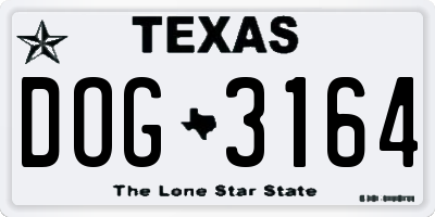 TX license plate DOG3164