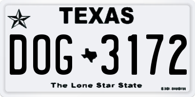 TX license plate DOG3172