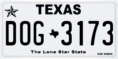 TX license plate DOG3173