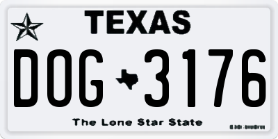 TX license plate DOG3176
