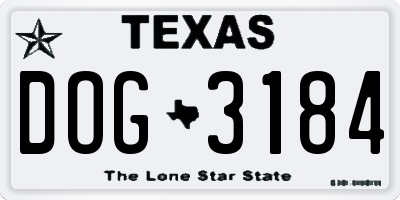 TX license plate DOG3184