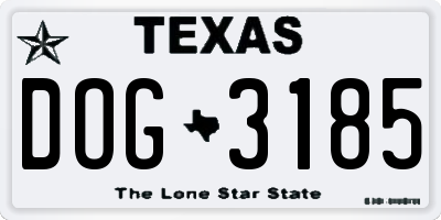 TX license plate DOG3185