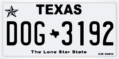 TX license plate DOG3192