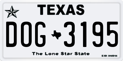TX license plate DOG3195