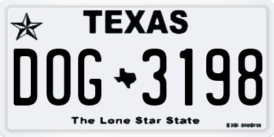 TX license plate DOG3198