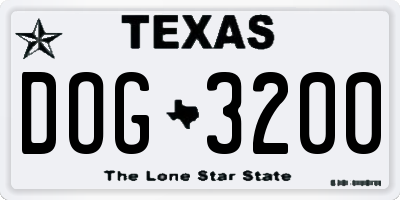 TX license plate DOG3200
