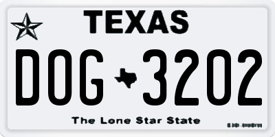TX license plate DOG3202