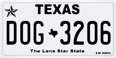 TX license plate DOG3206