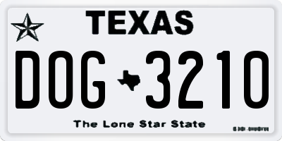 TX license plate DOG3210