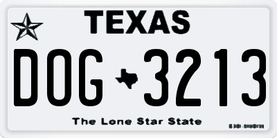 TX license plate DOG3213
