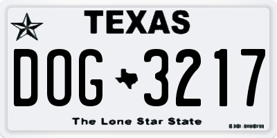 TX license plate DOG3217