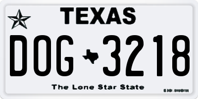 TX license plate DOG3218