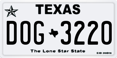 TX license plate DOG3220