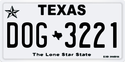 TX license plate DOG3221